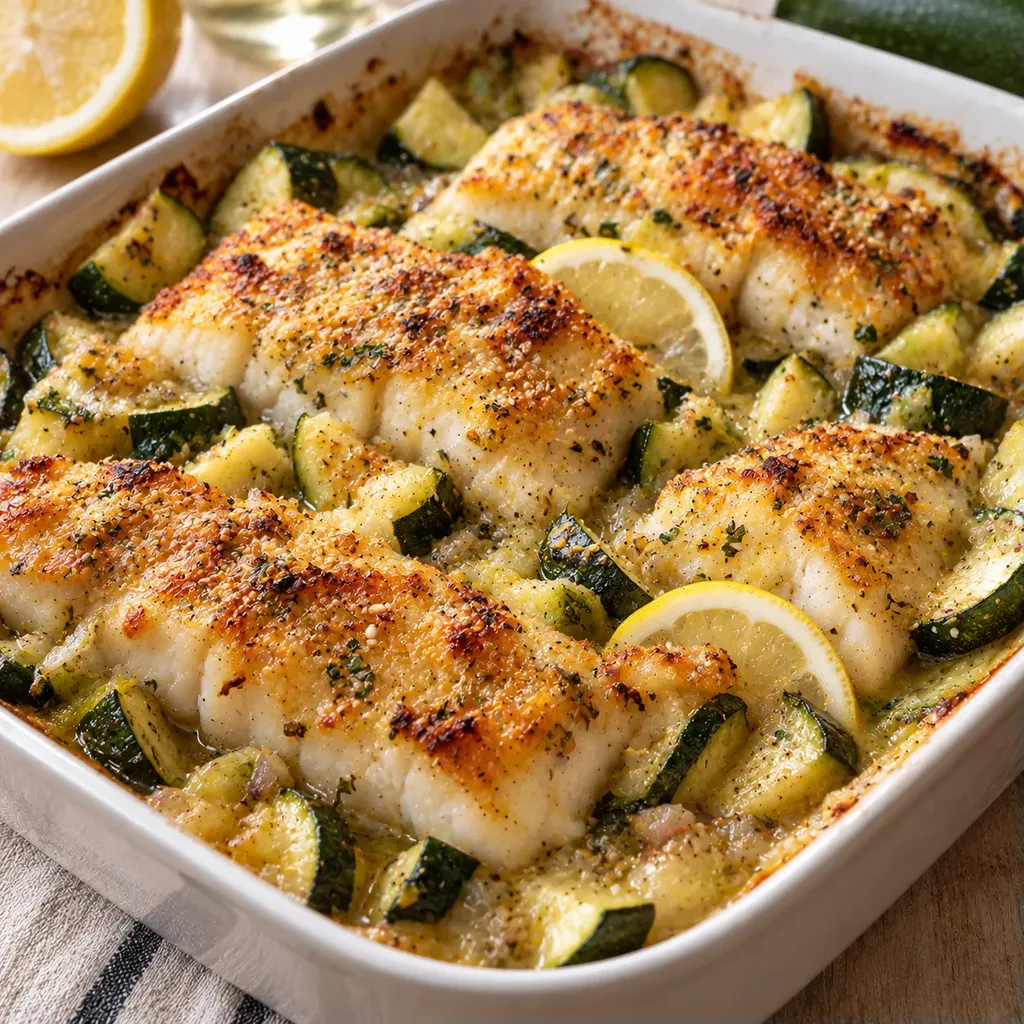Poisson courgette au four