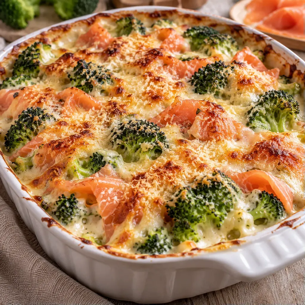Saumon fumé brocolis gratin