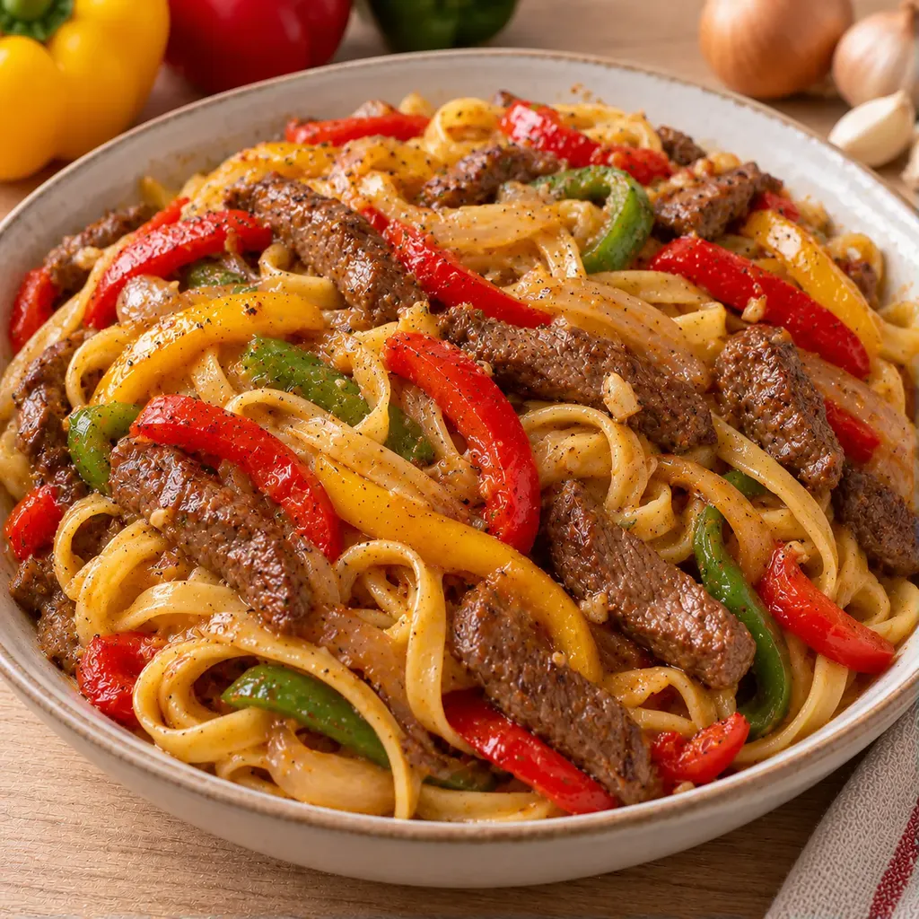 Bœuf Poivrons Pâtes