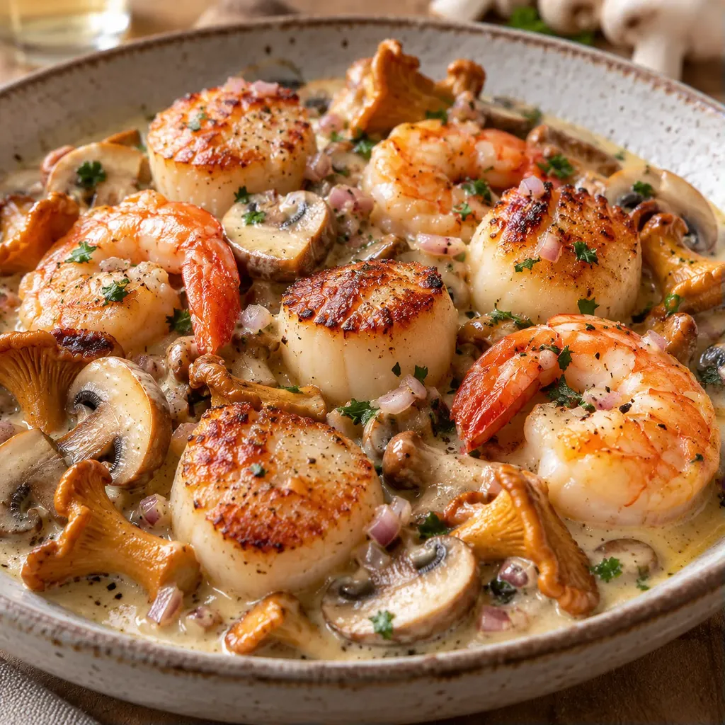 Saint-Jacques Gambas Girolles