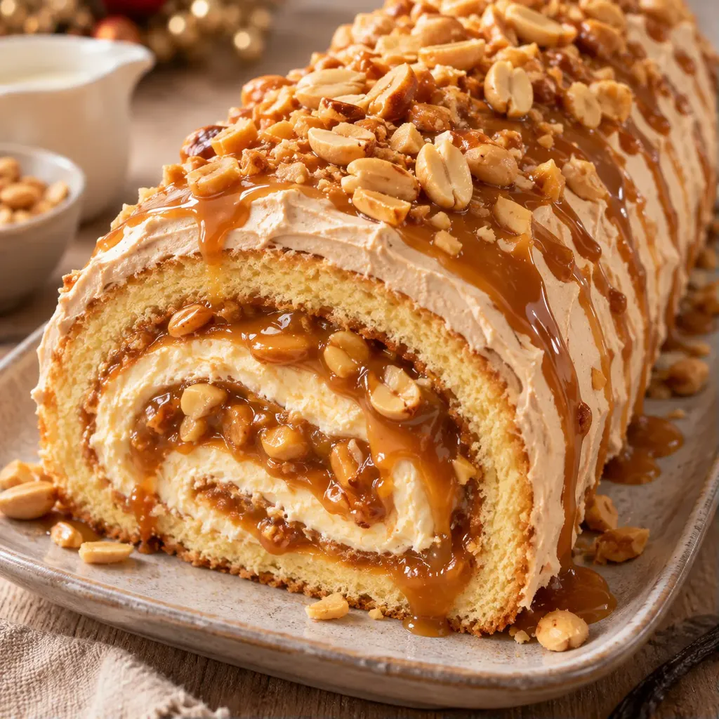 Bûche Caramel Cacahuètes