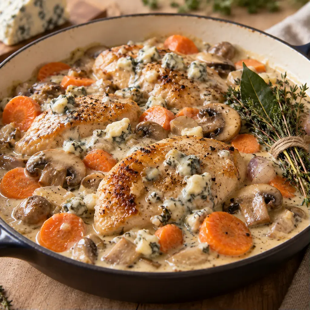 Poulet bleu crémeux