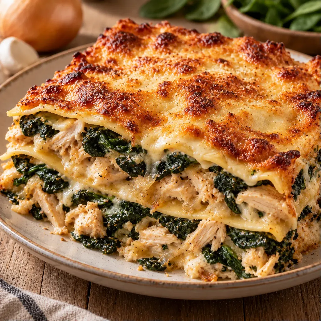 Poulet épinards lasagne
