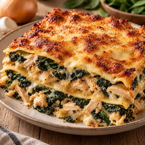 Poulet épinards lasagne