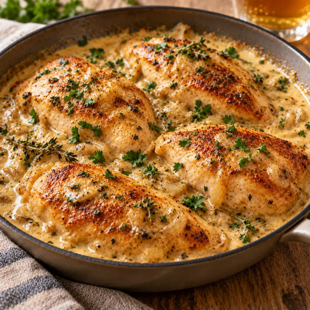 Poulet bière crémeux