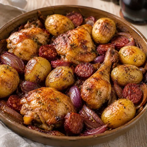 Poulet et pommes dorées au chorizo