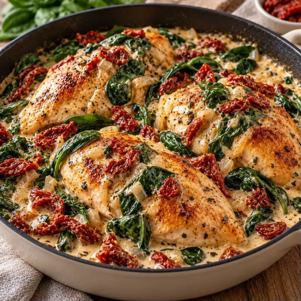 Poulet épinards tomates sauce