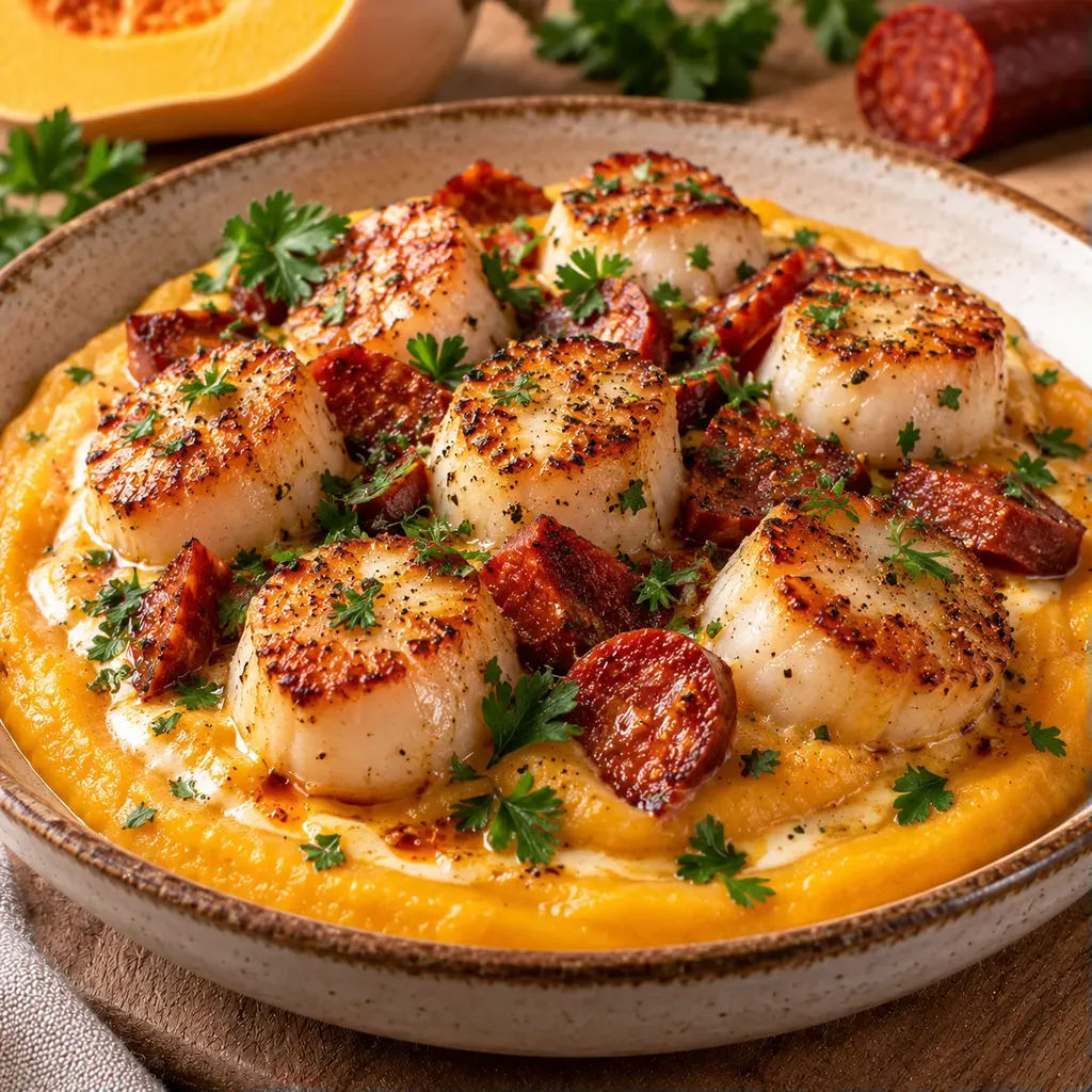 Saint-Jacques chorizo butternut