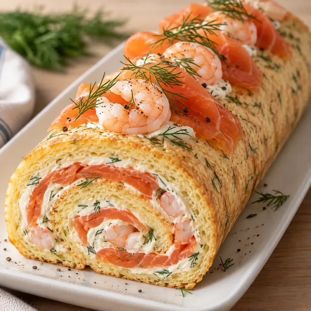 Bûche Noël Crevettes Saumon