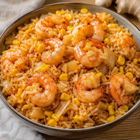 Riz au wok et crevettes