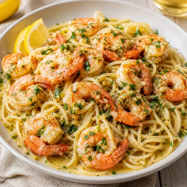 Pâtes ail crevettes facile
