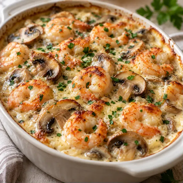 Crémeux crevettes champignons
