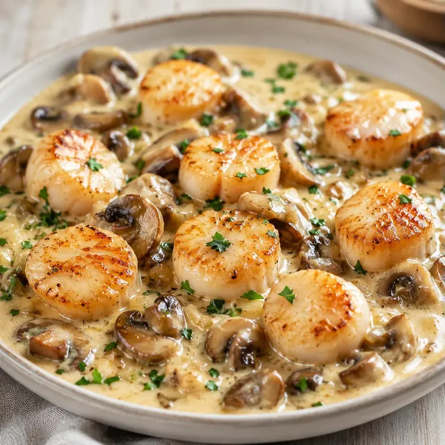 Pétoncles crème champignons