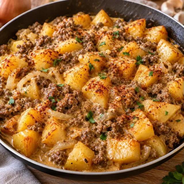 Viande Pommes Crème Dorée