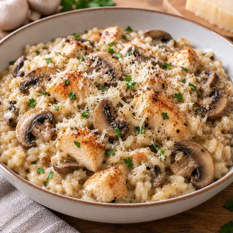 Poulet risotto champignons