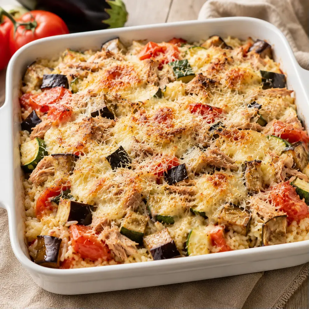 Riz et légumes gratinés