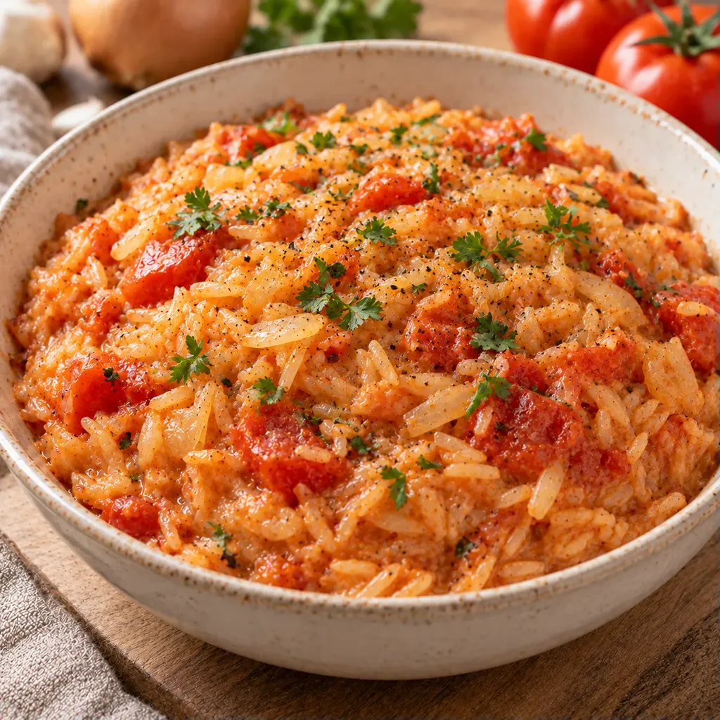 Riz crémeux tomates