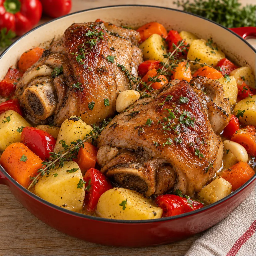 Porc herbes légumes tendre