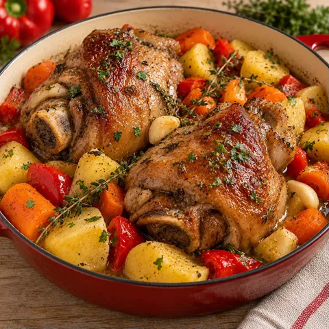 Porc herbes légumes tendre