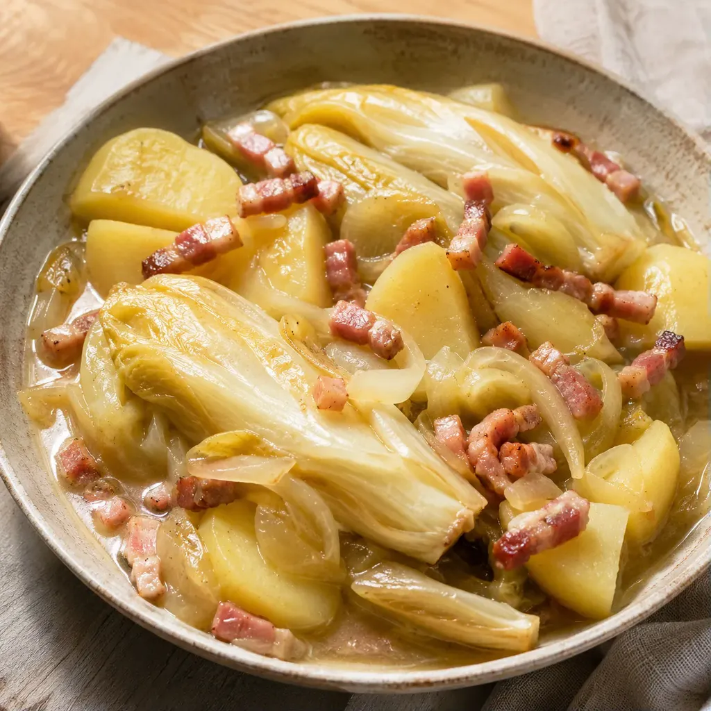 Endives lardons mijotés