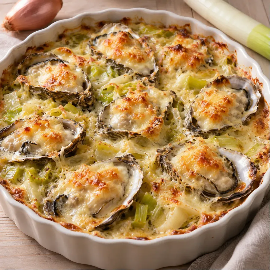 gratin huîtres poireaux