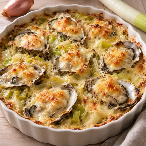 gratin huîtres poireaux