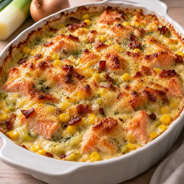 Gratin saumon maïs