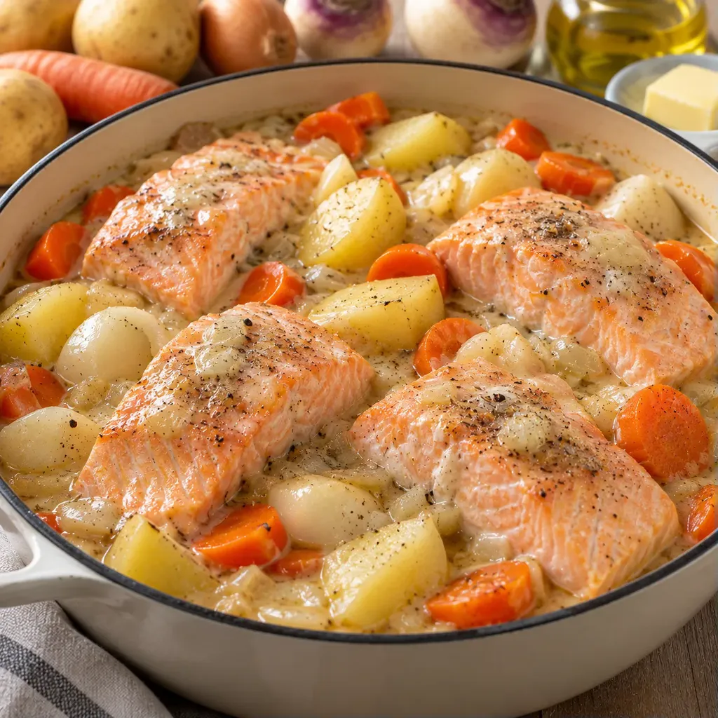 Blanquette saumon poulette