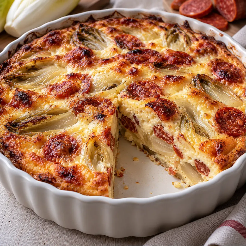 Clafoutis endive chorizo