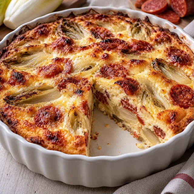 Clafoutis endive chorizo