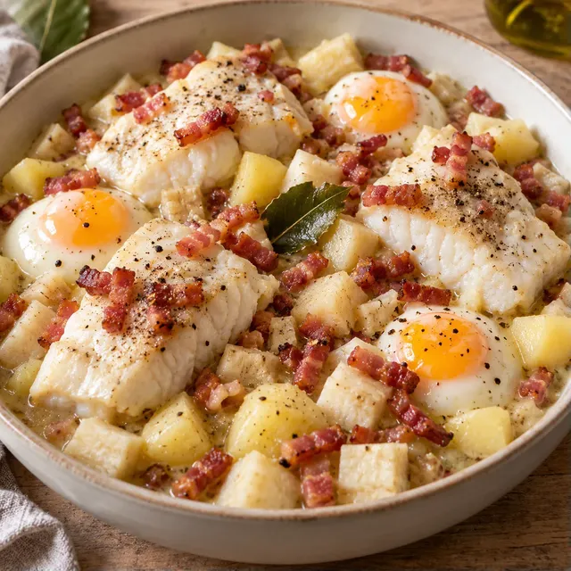 Céleri poisson lardons œuf