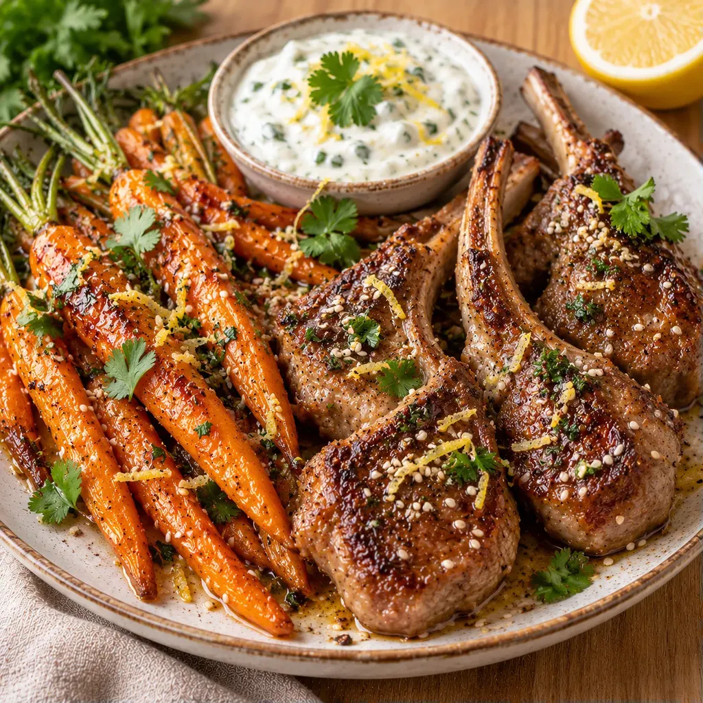 Agneau miel carottes sésame