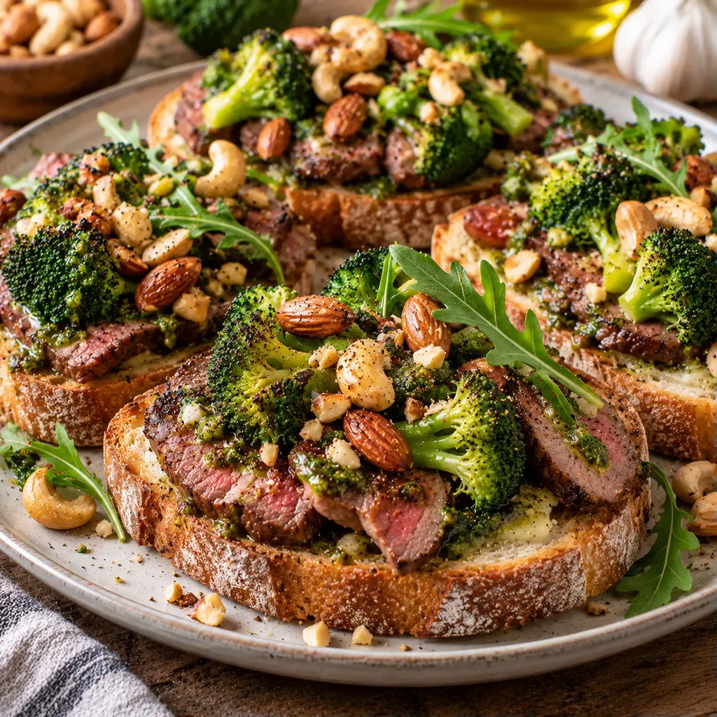 Bœuf brocoli tartine