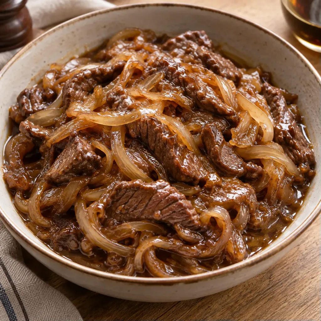 Bœuf tendre aux oignons