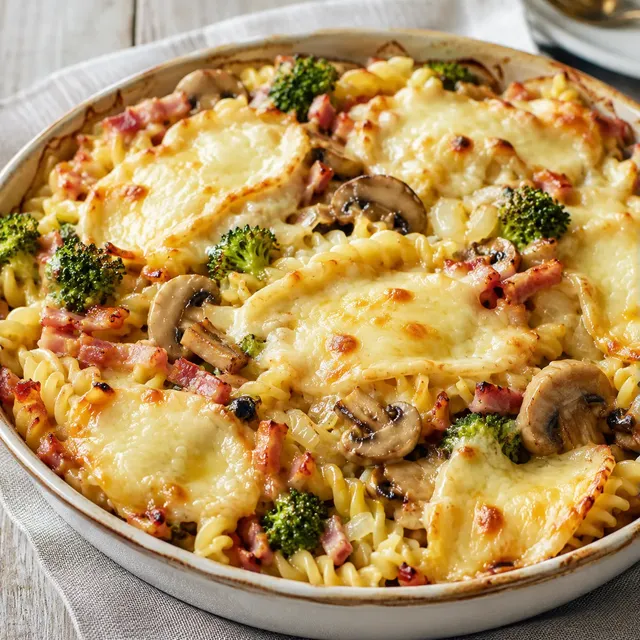 Pâtes lardons champignons