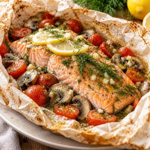 Saumon tendre papillote