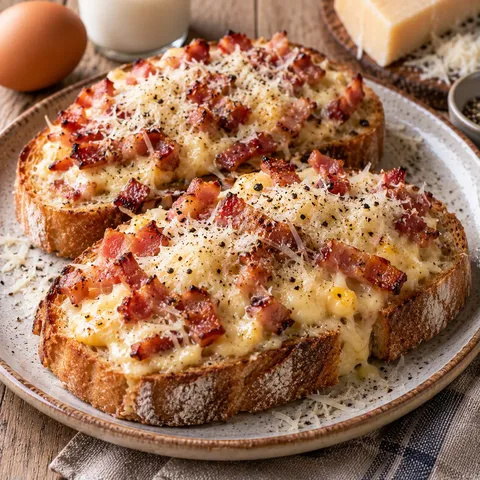 Tartine carbonara rapide