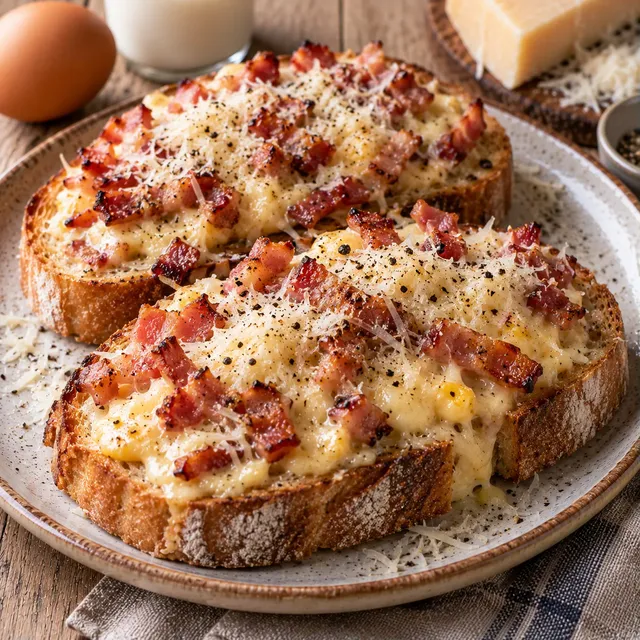 Tartine carbonara rapide