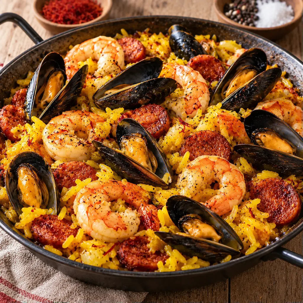 riz moules crevettes safran