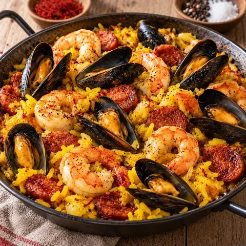 riz moules crevettes safran
