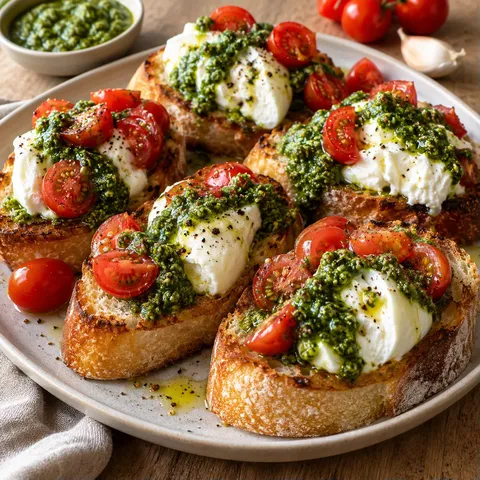 burrata pesto crostini rapide