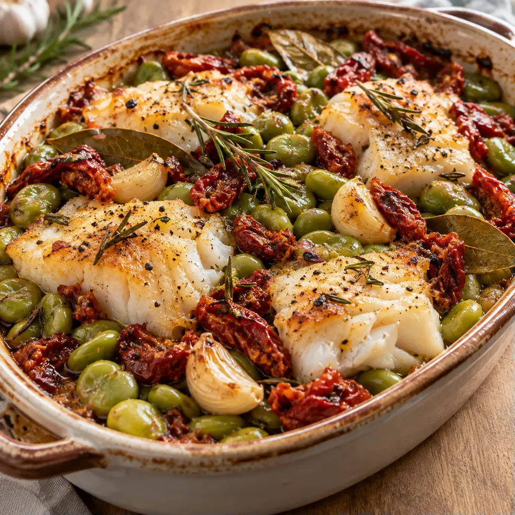 morue fèves gratinée