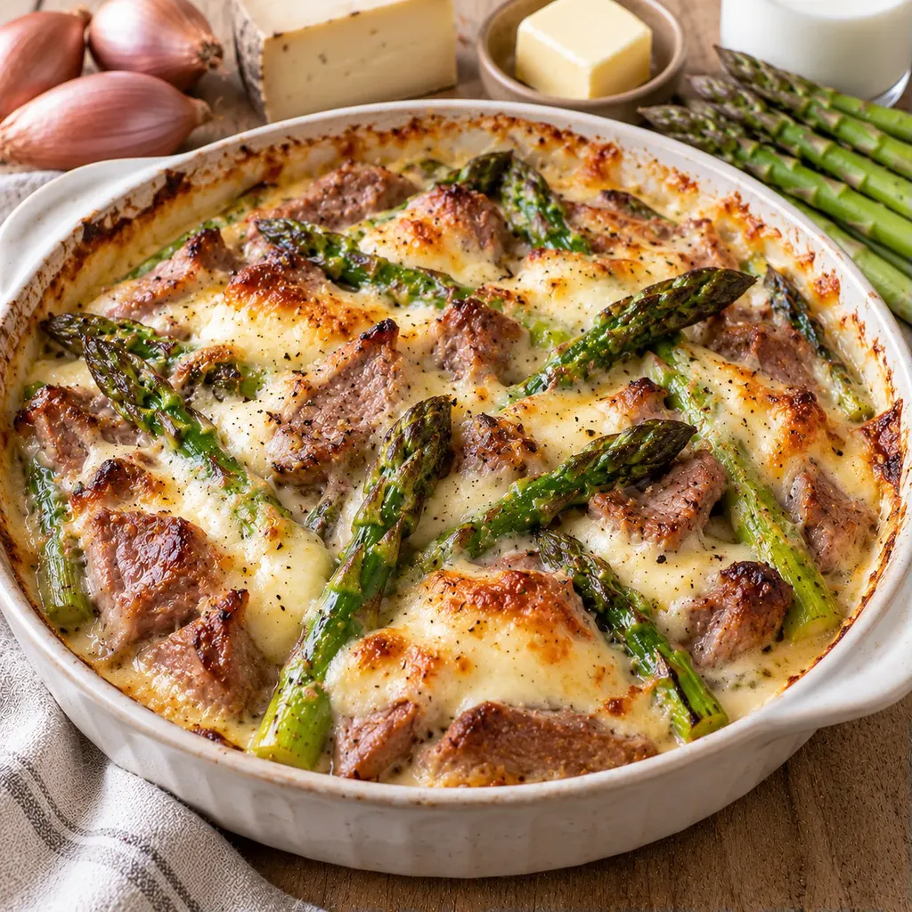 Agneau asperges dorées