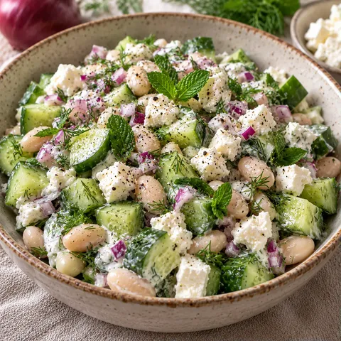 Concombres feta haricots