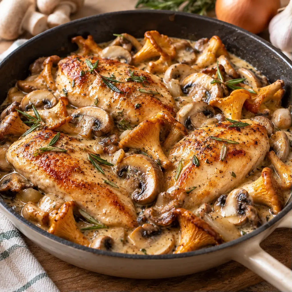 Poulet girolles chanterelles