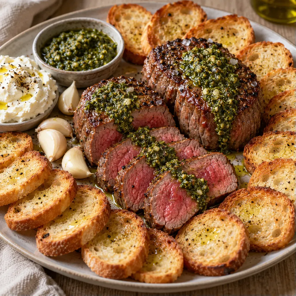 Filet bœuf chèvre pesto