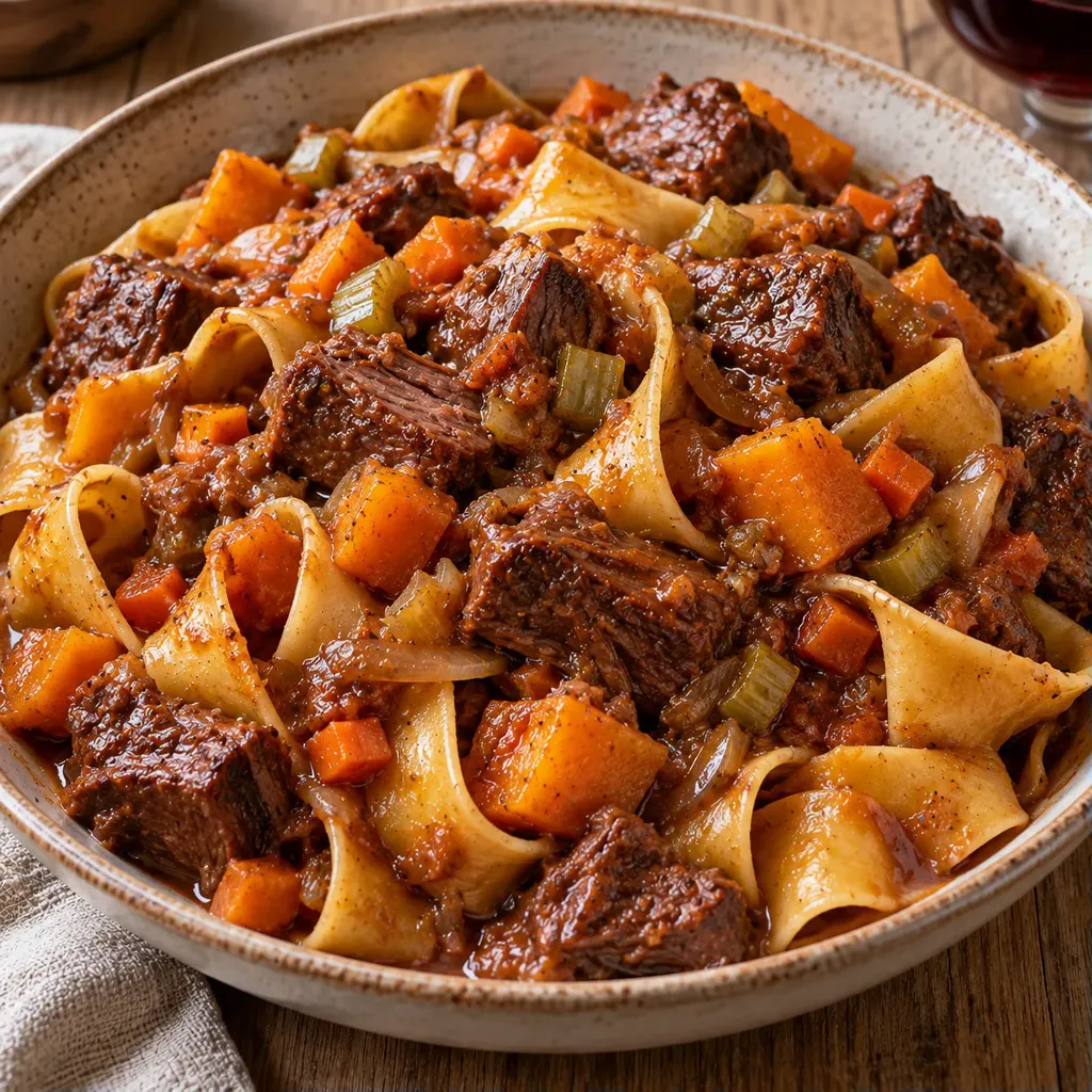 Bœuf courge pappardelles
