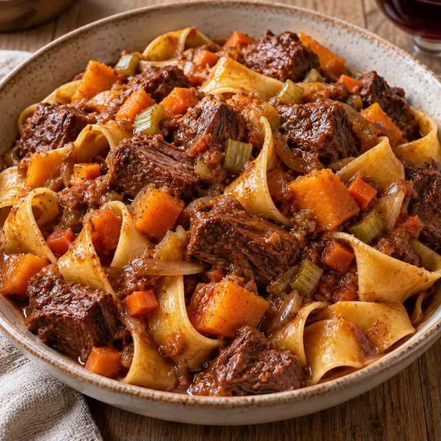 Bœuf courge pappardelles