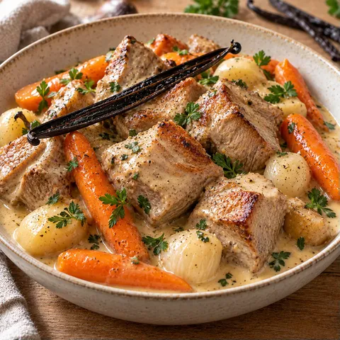 Veau vanille légumes