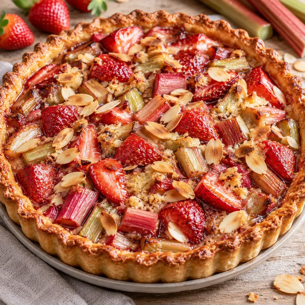 Fraises rhubarbe amandes